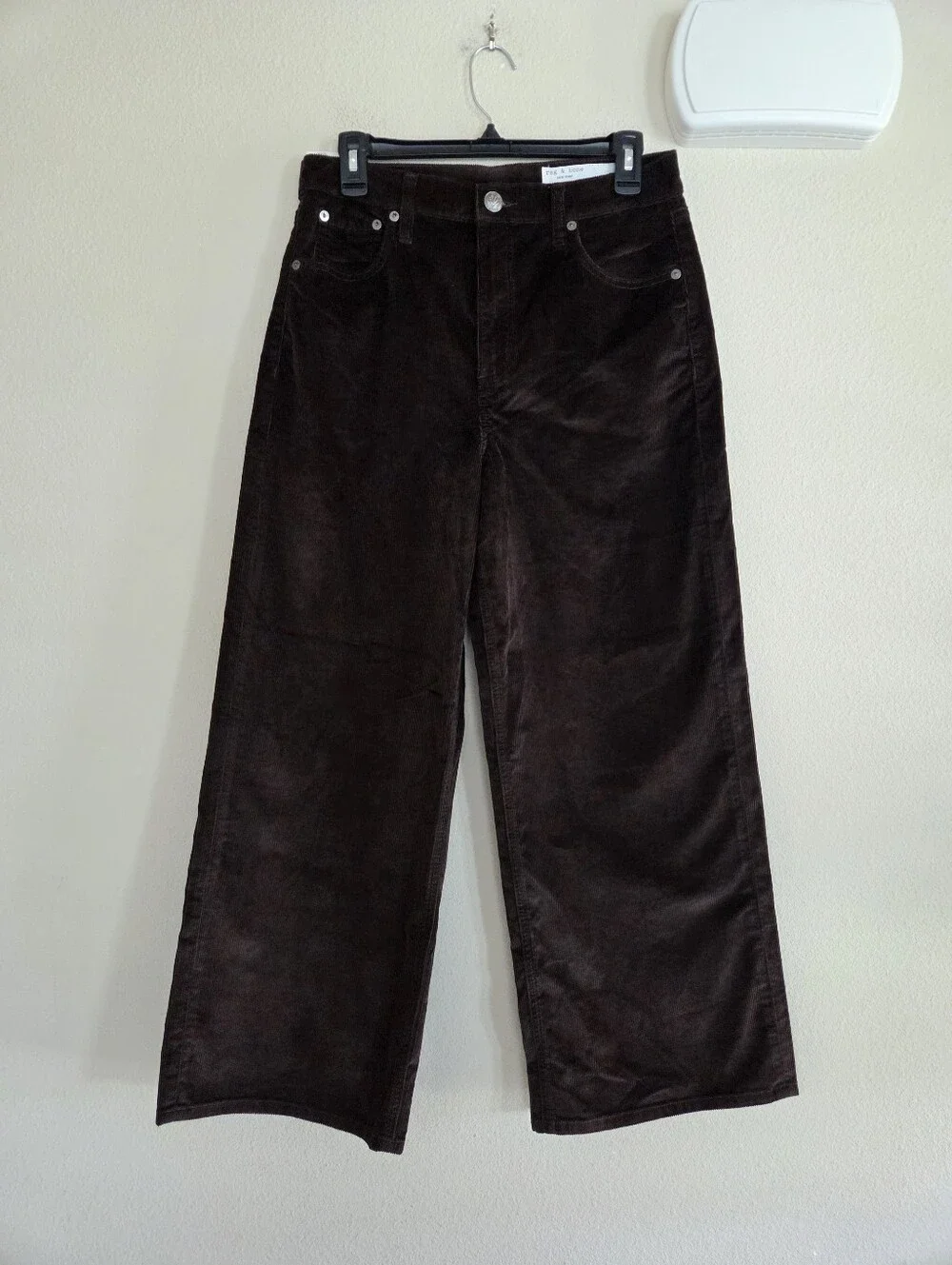 Rag & Bone Brown Andi Ankle Wide Leg Corduroy Pants Size 28 NWT Academia
